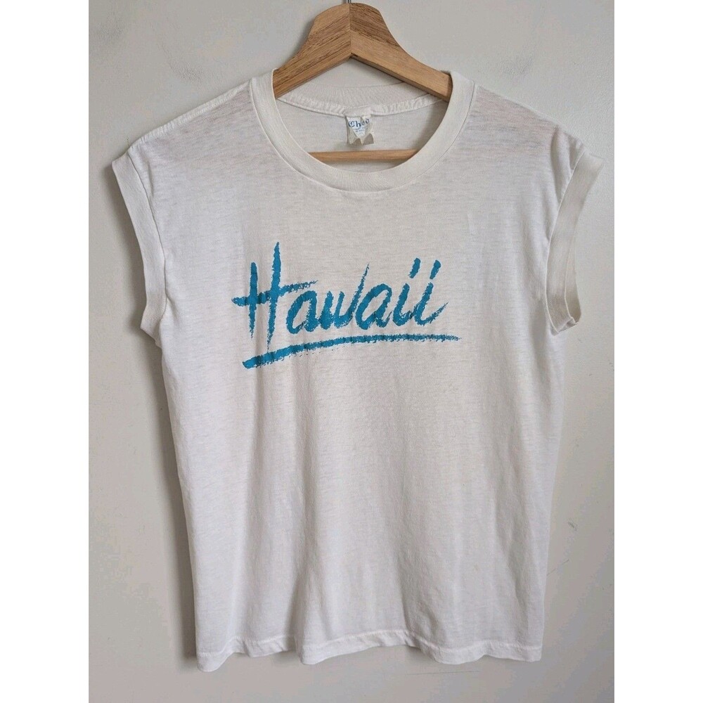 Vintage Hawaii T-shirt Thin Soft Sleeveless Tee USA Made Surf Beach Unisex 38